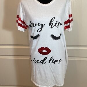 On Fire Women’s Graphic T-Shirt - “Curvy Hips & Red Lips”